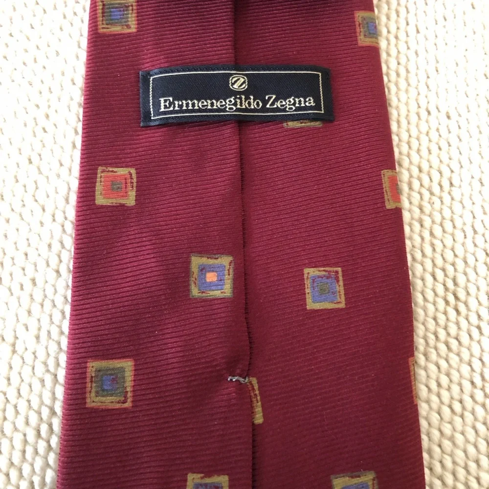 Ermenegildo Zenga Italian Silk Tie Red Squares